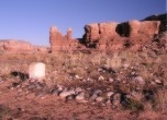 Bluff, Utah -- Bluff Cemetery, Locomotive Rock in the background, Lamont Crabtree Photo